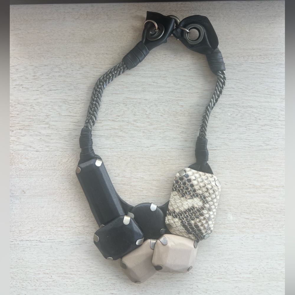 Elie Tahari 100% Leather Necklace NWB